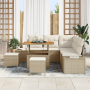Juego de sofá de jardín de 8 piezas con cojines beige de poliratán y acacia von , Outdoor-Sofas - Ref: Foro24-3362786, Preis:...
