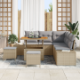Juego de Sofá de Jardín de 8 Piezas con Cojines Beige Poliratán Acacia von , Outdoor-Sofas - Ref: Foro24-3362787, Preis: 557,...