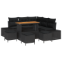 Juego de Sofá de Jardín de 9 Piezas con Cojines Negro Ratán Poliéster Acacia von , Outdoor-Sofas - Ref: Foro24-3362789, Preis...