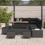 Juego de Sofá de Jardín de 9 Piezas con Cojines Negro Ratán Poliéster Acacia von , Outdoor-Sofas - Ref: Foro24-3362789, Preis...