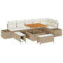 Conjunto de Sofá de Jardín de 9 Piezas con Cojines Beige de Ratán Poliéster Acacia von , Outdoor-Sofas - Ref: Foro24-3362796,...