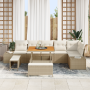 Conjunto de Sofá de Jardín de 9 Piezas con Cojines Beige de Ratán Poliéster Acacia von , Outdoor-Sofas - Ref: Foro24-3362796,...