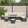 Juego de Sofá de Jardín de 9 Piezas con Cojines de Poliratán Negro Acacia by , Outdoor sofas - Ref: Foro24-3362805, Price: 56...