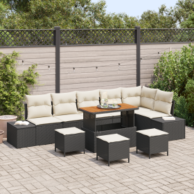 Juego de Sofá de Jardín de 10 Piezas con Cojines Poliratán Negro Acacia by , Outdoor sofas - Ref: Foro24-3362810, Price: 614,...