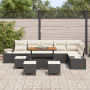 Juego de Sofá de Jardín de 10 Piezas con Cojines Poliratán Negro Acacia von , Outdoor-Sofas - Ref: Foro24-3362810, Preis: 614...
