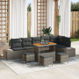 Juego de sofá de jardín de 10 piezas con cojines gris ratán sintético acacia von , Outdoor-Sofas - Ref: Foro24-3362813, Preis...