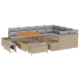 Juego de Sofá de Jardín de 12 Piezas con Cojines Beige Ratán Polivalente Acacia by , Outdoor sofas - Ref: Foro24-3362817, Pri...