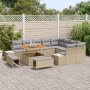 Juego de Sofá de Jardín de 12 Piezas con Cojines Beige Ratán Polivalente Acacia by , Outdoor sofas - Ref: Foro24-3362817, Pri...
