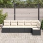 Conjunto de sofá de jardín 6 pcs Negro Poliratán