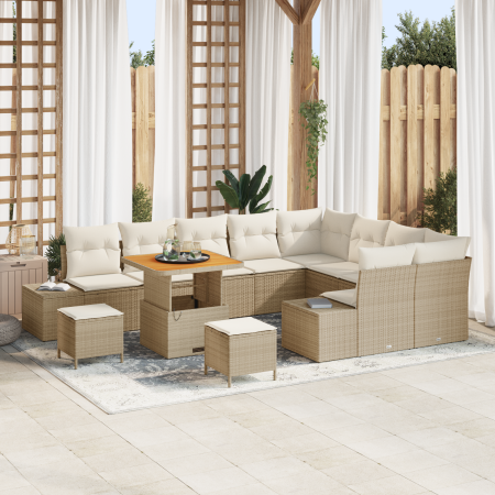 Juego de sofá de jardín de 12 piezas con cojines beige poliratán acacia by , Outdoor sofas - Ref: Foro24-3362821, Price: 809,...