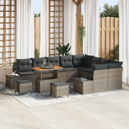 Juego de Sofás de Jardín de 12 Piezas con Cojines Gris Poliratán Acacia von , Outdoor-Sofas - Ref: Foro24-3362828, Preis: 798...