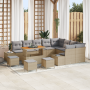 Juego de Sofá de Jardín de 13 Piezas con Cojines Beige Ratán Poliéster Acacia von , Outdoor-Sofas - Ref: Foro24-3362832, Prei...