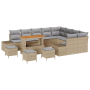 Juego de Sofá de Jardín de 13 Piezas con Cojines Beige Ratán Poliéster Acacia von , Outdoor-Sofas - Ref: Foro24-3362832, Prei...