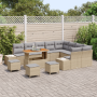 Juego de Sofá de Jardín de 13 Piezas con Cojines Beige Ratán Poliéster Acacia von , Outdoor-Sofas - Ref: Foro24-3362832, Prei...