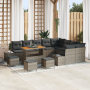 Set de Sofás de Jardín de 13 Piezas con Cojines Gris Poliratán Acacia by , Outdoor sofas - Ref: Foro24-3362833, Price: 850,46...