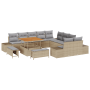 Juego de Sofá de Jardín de 13 Piezas con Cojines Beige Ratán Poliuretano Acacia by , Outdoor sofas - Ref: Foro24-3362837, Pri...