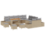 Juego de Sofás de Jardín de 14 Piezas con Cojines Beige Polirratán Acacia by , Outdoor sofas - Ref: Foro24-3362852, Price: 94...