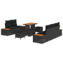 Set de Sofá de Jardín de 8 Piezas con Cojines Ratán Poliéster Negro Acacia von , Outdoor-Sofas - Ref: Foro24-3362859, Preis: ...