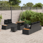 Set de Sofá de Jardín de 8 Piezas con Cojines Ratán Poliéster Negro Acacia von , Outdoor-Sofas - Ref: Foro24-3362859, Preis: ...