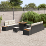 Juego de Sofás de Jardín de 10 Piezas con Cojines Negro Ratán PE Acacia von , Outdoor-Sofas - Ref: Foro24-3362875, Preis: 587...