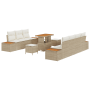 Juego de Sofá de Jardín de 10 Piezas con Cojines Beige Ratan Poliéster Acacia von , Outdoor-Sofas - Ref: Foro24-3362881, Prei...