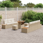 Juego de Sofá de Jardín de 10 Piezas con Cojines Beige Ratan Poliéster Acacia von , Outdoor-Sofas - Ref: Foro24-3362881, Prei...