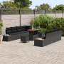Conjunto de Sofá de Jardín de 11 Piezas con Cojines Negro Poliratán Acacia von , Outdoor-Sofas - Ref: Foro24-3362889, Preis: ...