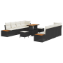 Juego de Sofá de Jardín de 11 Piezas con Cojines de Poliratán Negro Acacia von , Outdoor-Sofas - Ref: Foro24-3362890, Preis: ...