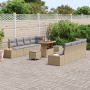 Juego de Sofá de Jardín de 11 Piezas con Cojines Beige Ratán Poliéster Acacia by , Outdoor sofas - Ref: Foro24-3362892, Price...
