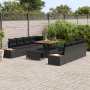 Juego de Sofá de Jardín de 11 Piezas con Cojines Ratán Poliéster Negro Acacia von , Outdoor-Sofas - Ref: Foro24-3362894, Prei...