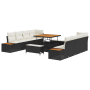 Juego Sofá Jardín 11 Piezas con Cojines Negro Poliratán Acacia von , Outdoor-Sofas - Ref: Foro24-3362895, Preis: 740,31 €, Ra...
