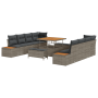 Conjunto de Sofás de Jardín de 11 Piezas con Cojines - Gris Poliratán Acacia von , Outdoor-Sofas - Ref: Foro24-3362898, Preis...