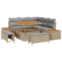 Juego de Sofá de Jardín de 8 Piezas con Cojines Poliratán Beige Acacia von , Outdoor-Sofas - Ref: Foro24-3362907, Preis: 597,...