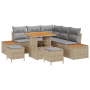 Conjunto de Sofá de Jardín de 8 Piezas con Cojines Beige Polirratán Acacia | Foro24.es | Tu tienda online para hogar, jardín y más Foro24.es