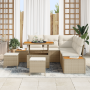 Juego de Sofá de Jardín de 8 Piezas con Cojines Beige Polirratán Acacia von , Outdoor-Sofas - Ref: Foro24-3362916, Preis: 507...