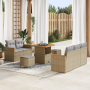 Juego de Sofá de Jardín de 8 Piezas con Cojines en Ratán Sintético Beige y Acacia | Foro24.es | Tu tienda online para hogar, jardín y más Foro24.es