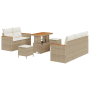 Juego de Sofá de Jardín de 8 Piezas con Cojines Beige de Ratán Acacia by , Outdoor sofas - Ref: Foro24-3362991, Price: 652,60...