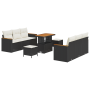 Juego de Sofás de Jardín de 9 Piezas con Cojines Negro Ratán Sintético Acacia by , Outdoor sofas - Ref: Foro24-3363000, Price...