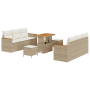 Conjunto de Sofás de Jardín de 9 Piezas con Cojines Beige Poliratán Acacia von , Outdoor-Sofas - Ref: Foro24-3363001, Preis: ...