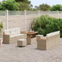 Conjunto de Sofás de Jardín de 9 Piezas con Cojines Beige Poliratán Acacia von , Outdoor-Sofas - Ref: Foro24-3363001, Preis: ...