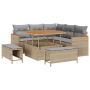 Set de Sofá de Jardín de 8 Piezas con Cojines Beige Ratán Poliéster Acacia by , Outdoor sofas - Ref: Foro24-3363037, Price: 6...