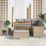 Set de Sofá de Jardín de 8 Piezas con Cojines Beige Ratán Poliéster Acacia by , Outdoor sofas - Ref: Foro24-3363037, Price: 6...
