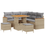 Juego de Sofás de Jardín de 8 Piezas con Cojines Beige Ratán Poliéster Acacia by , Outdoor sofas - Ref: Foro24-3363042, Price...