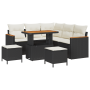Juego de Sofá de Jardín de 8 Piezas con Cojines Negro Poliratán Acacia von , Outdoor-Sofas - Ref: Foro24-3363045, Preis: 502,...