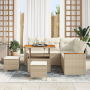 Juego de Sofá de Jardín de 8 Piezas con Cojines Beige Ratán Poliéster Acacia by , Outdoor sofas - Ref: Foro24-3363046, Price:...