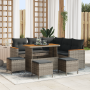 Juego de Sofá de Jardín de 9 Piezas con Cojines Gris Ratán Poliéster Acacia by , Outdoor sofas - Ref: Foro24-3363053, Price: ...