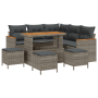 Juego de Sofá de Jardín de 9 Piezas con Cojines Gris Ratán Poliéster Acacia by , Outdoor sofas - Ref: Foro24-3363053, Price: ...