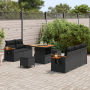 Juego de Sofá de Jardín de 8 Piezas con Cojines Poliratán Negro Acacia von , Outdoor-Sofas - Ref: Foro24-3363114, Preis: 525,...
