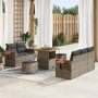 Juego de Sofá de Jardín de 8 Piezas con Cojines Gris Ratán Sintético Acacia | Foro24.es | Tu tienda online para hogar, jardín y más Foro24.es