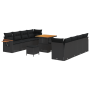 Conjunto de Sofá de Jardín de 11 Piezas con Cojines Negro de Poliratán y Acacia von , Outdoor-Sofas - Ref: Foro24-3363144, Pr...